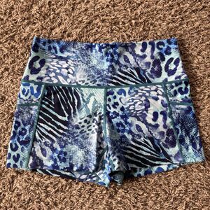 Constantly Varied Gear Small Blue Mixed Animal Print Active Shorts Yoga Gym
